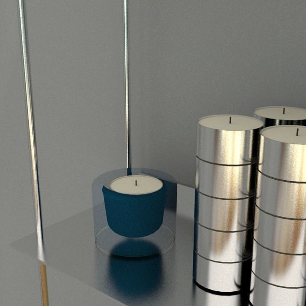 tealights and tealight holder Low-poly 3D model_1