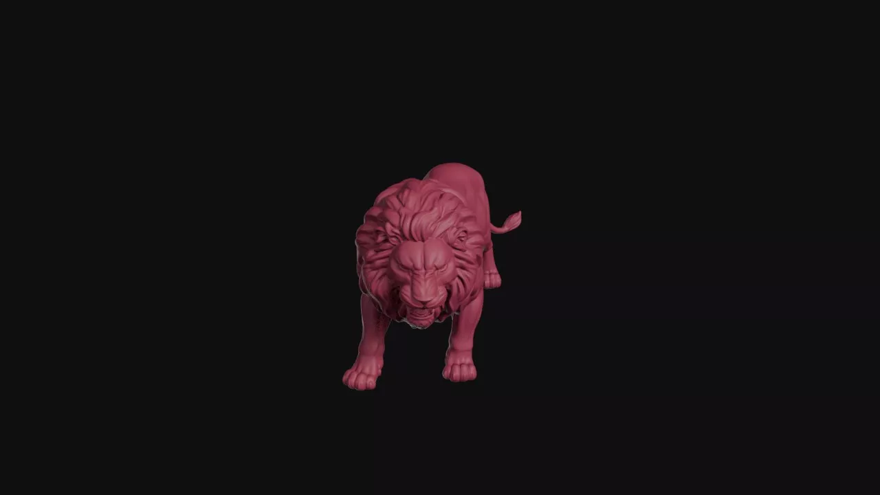 Angry Roaring Lion Sculpture 3D print model