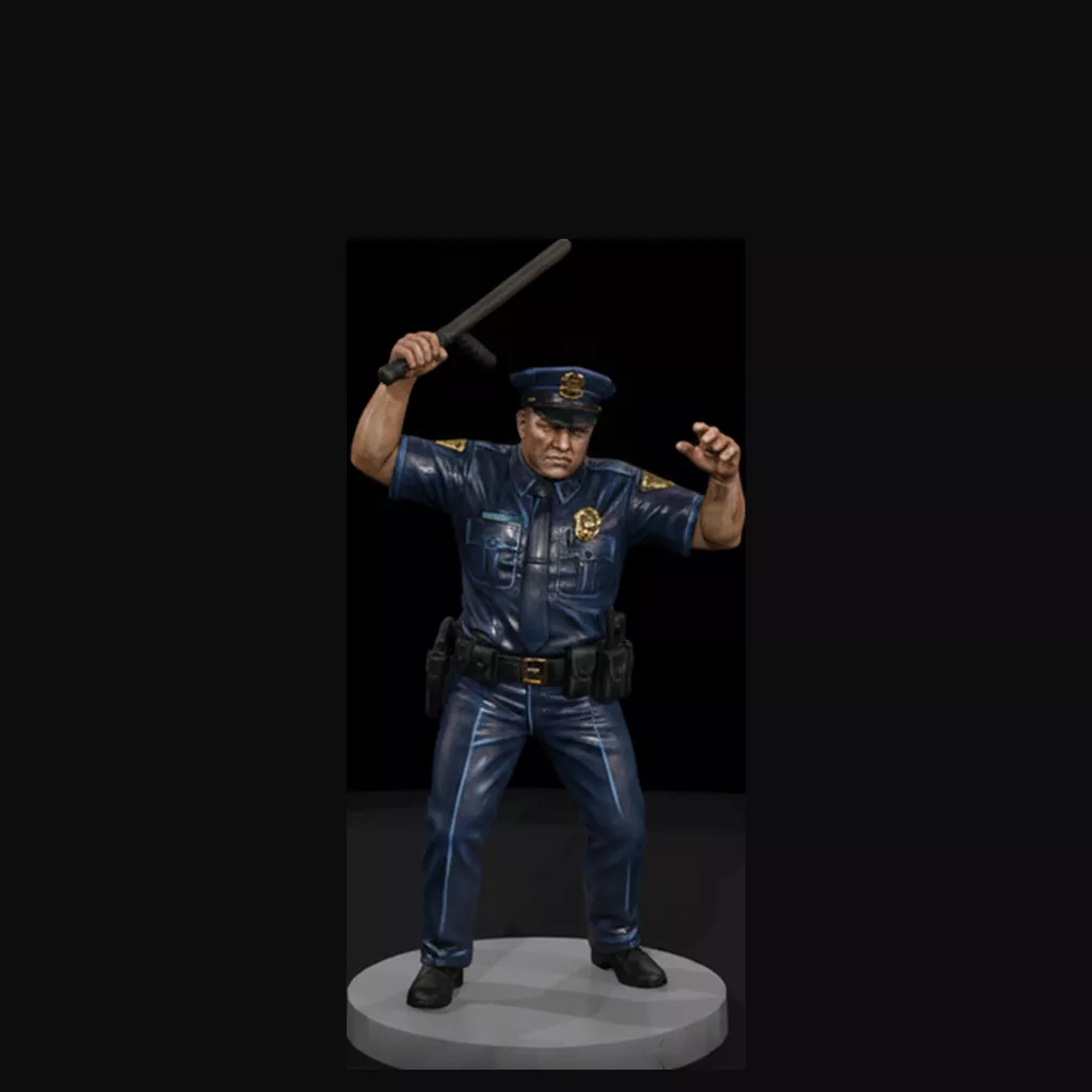 City Police Officer with Raised Baton 3D print model