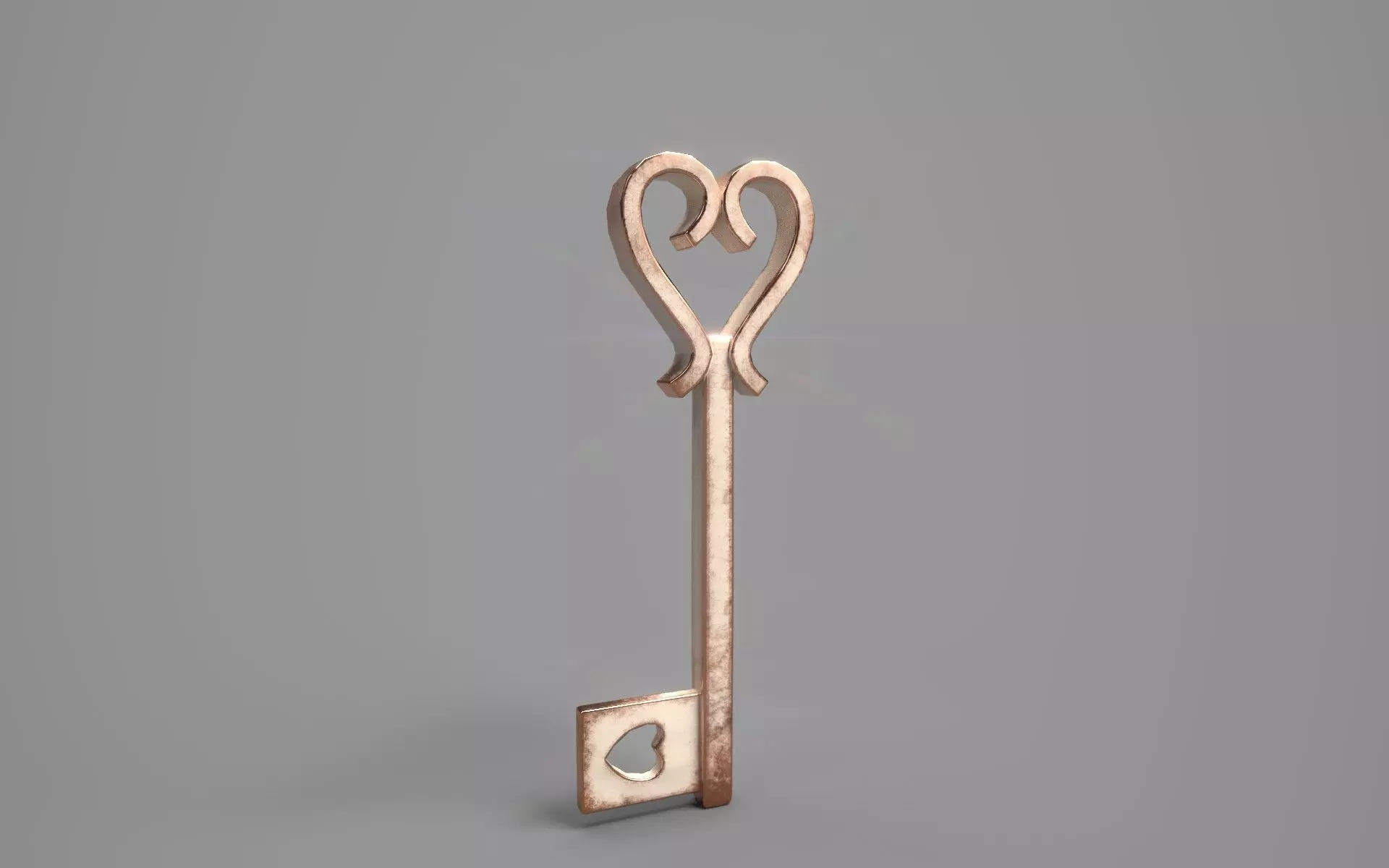 Copper Heart Key - PBR Low-poly 3D model_0