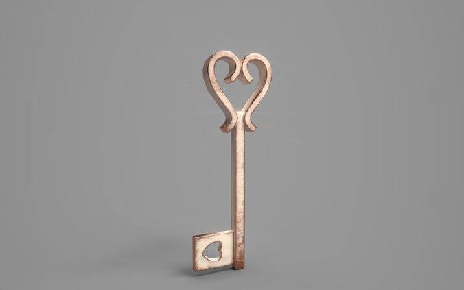 Copper Heart Key - PBR Low-poly 3D model