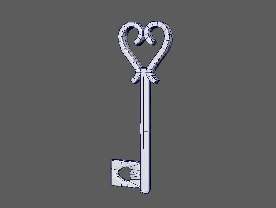 Copper Heart Key - PBR Low-poly 3D model_4