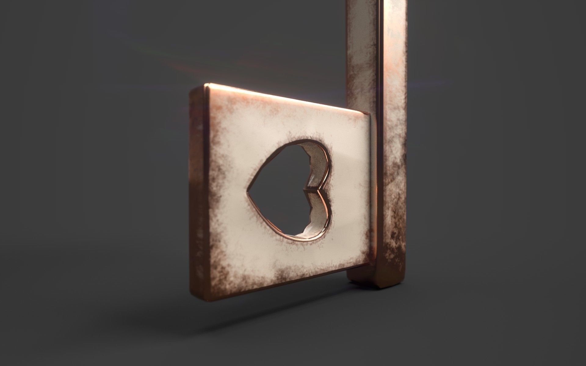 Copper Heart Key - PBR Low-poly 3D model_2