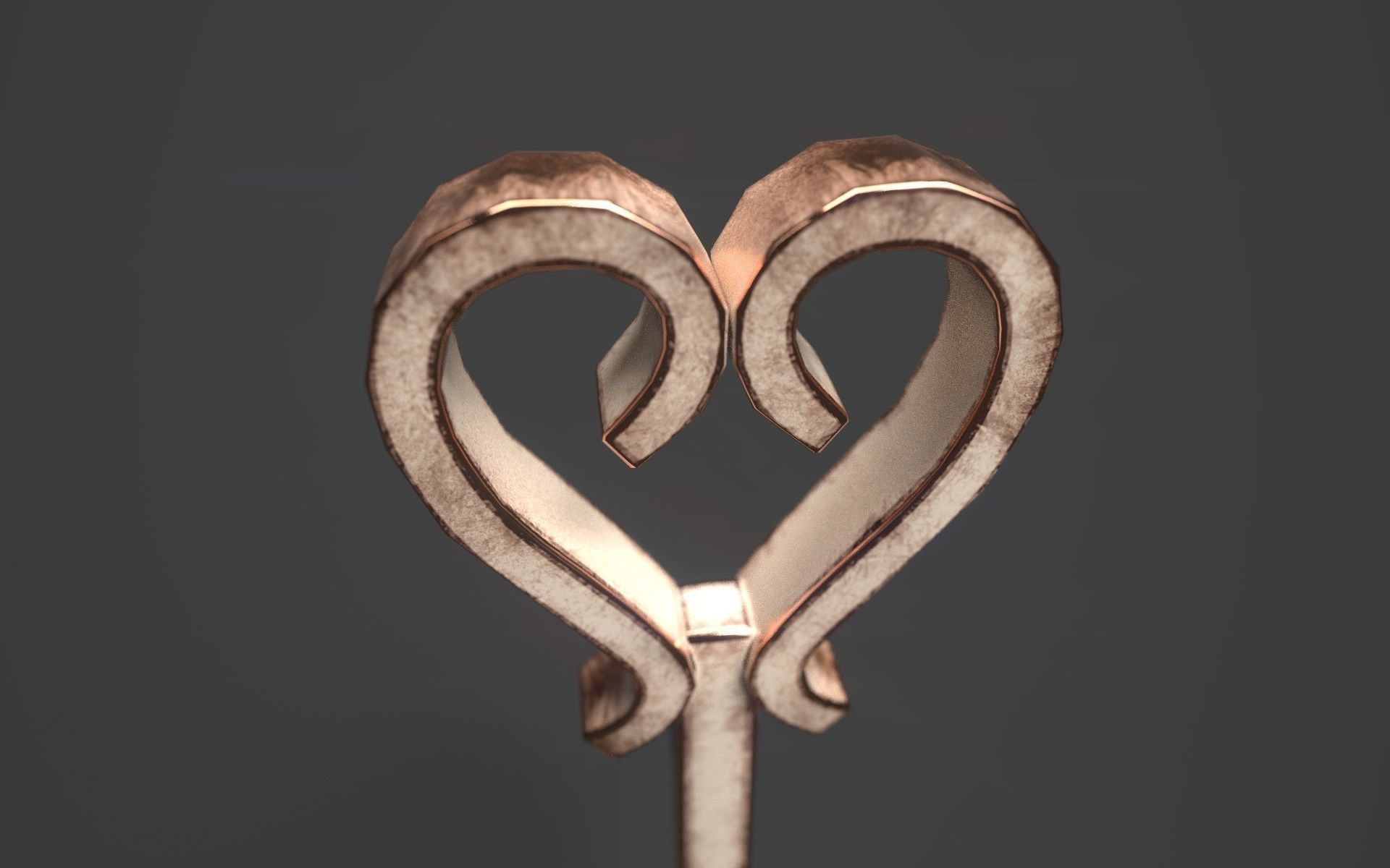 Copper Heart Key - PBR Low-poly 3D model_1