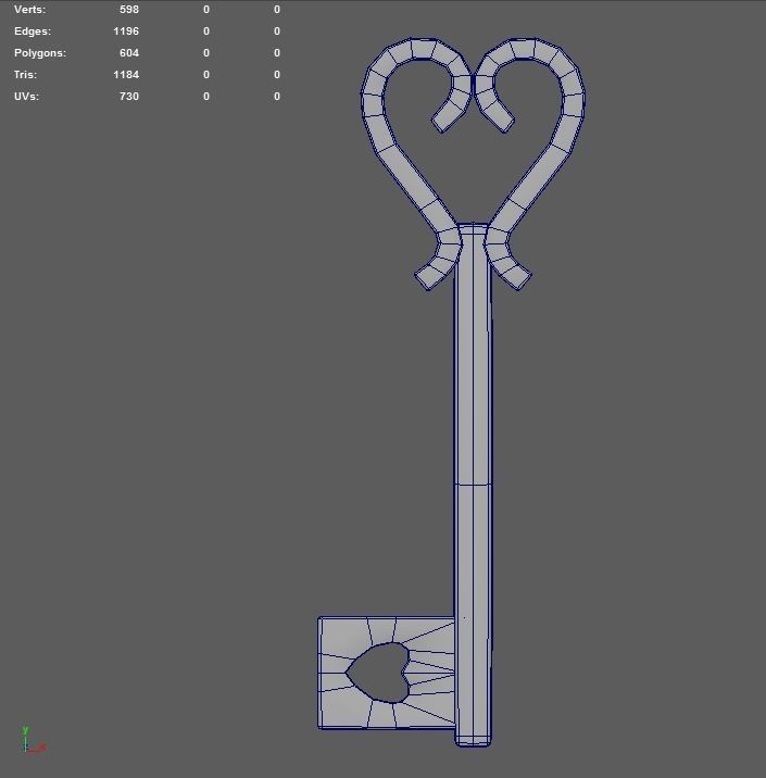Copper Heart Key - PBR Low-poly 3D model_3