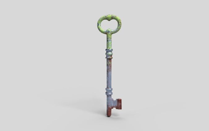 Mossy Key - PBR Low-poly 3D model