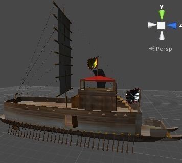 old samurai battle ship and old korea battle ship unity 3d Low-poly 3D model_2