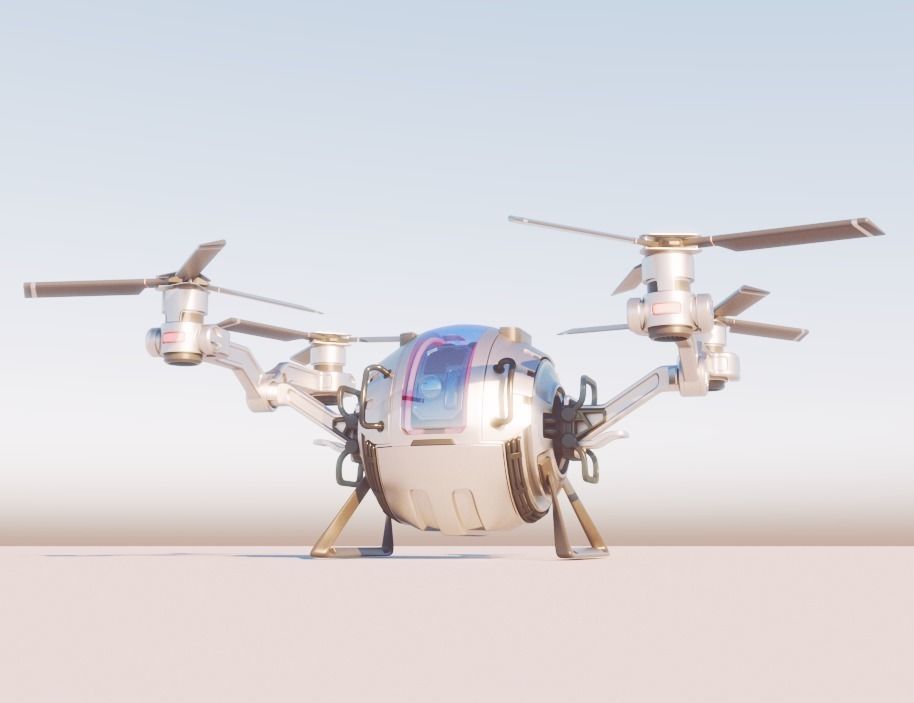 Cargo QuadCopter sci fi 3d model vray 3D model_0