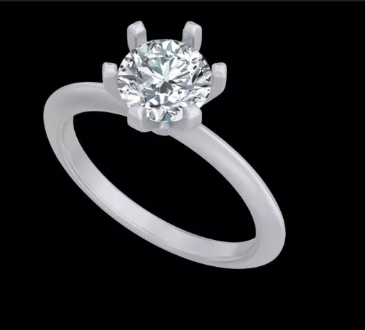 Classic Six Prong Round Diamond Solitaire Engagement Ring Free 3D print model