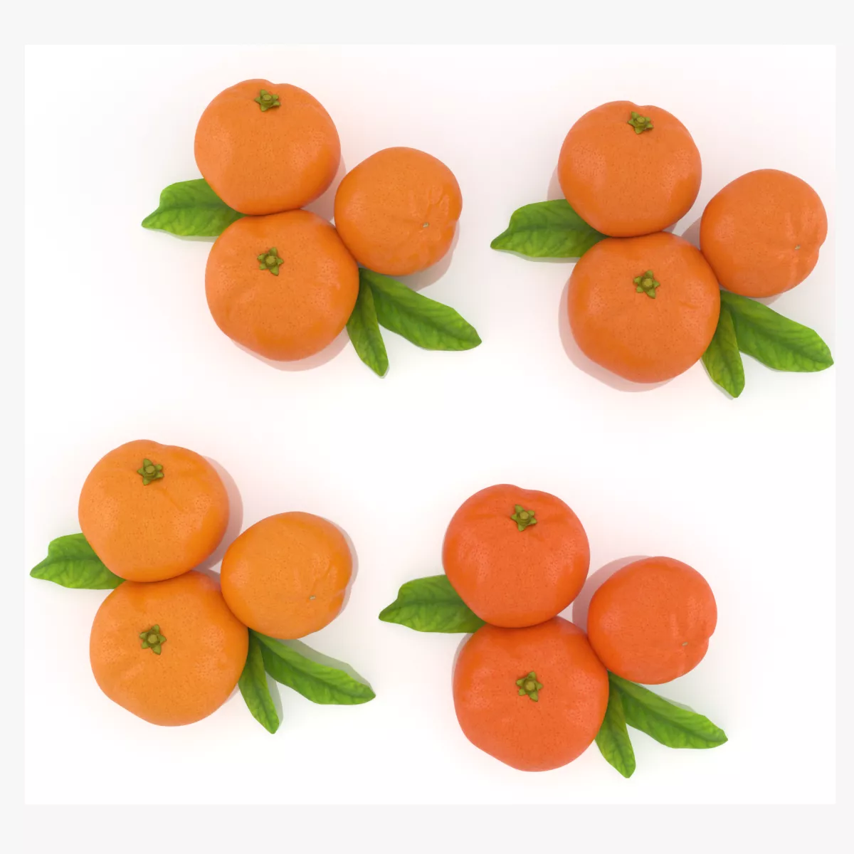 Mandarin Tangerine set asset Low-poly 3D model