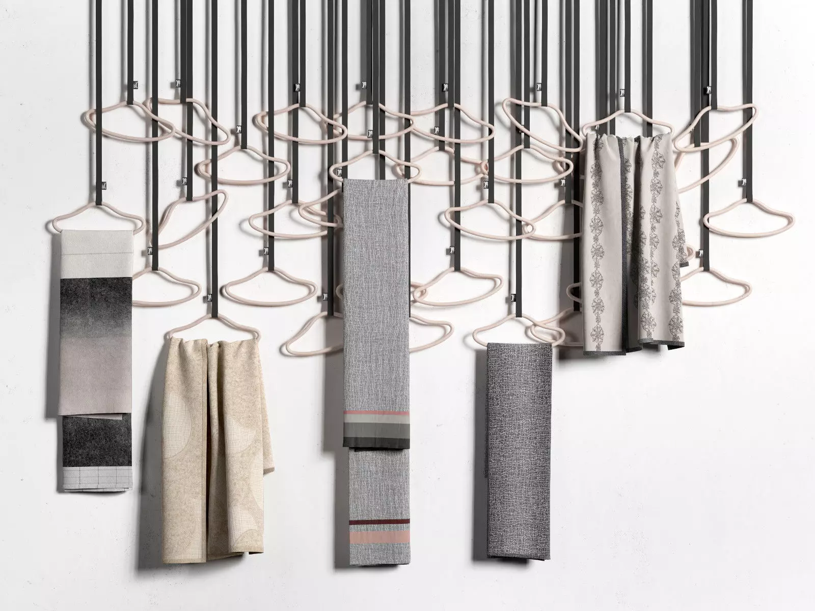 Hangers with Handpicked Textiles 3D model
