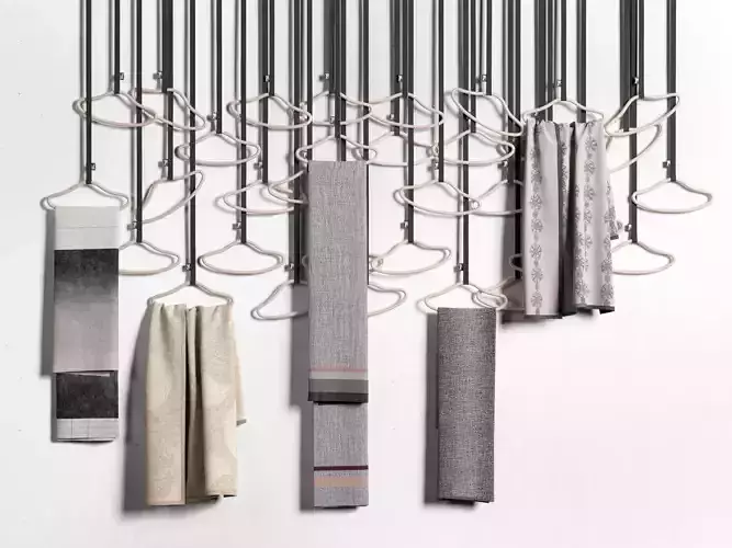 Hangers with Handpicked Textiles 3D model