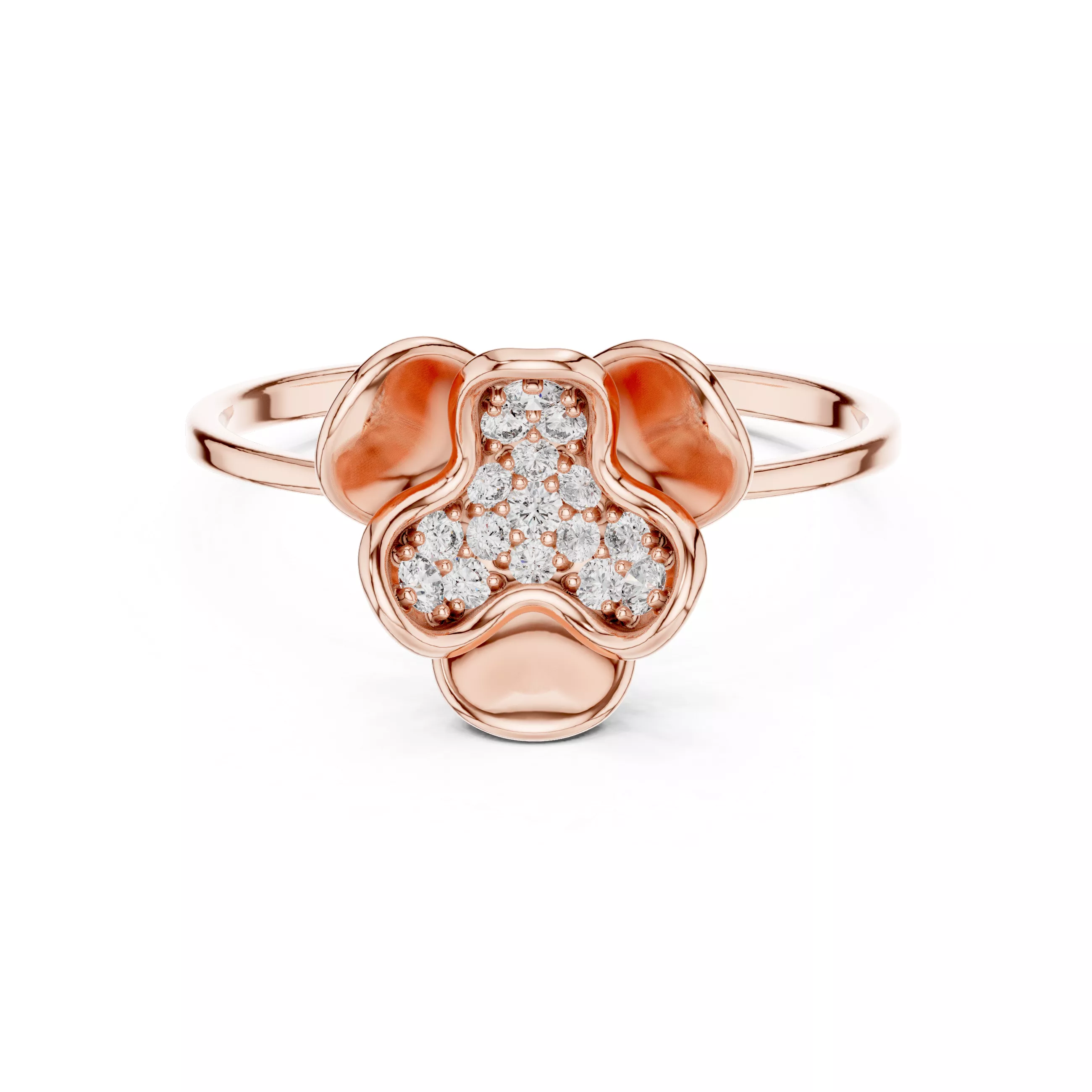 Abstract Floral Cluster Diamond Statement Ring 3D print model