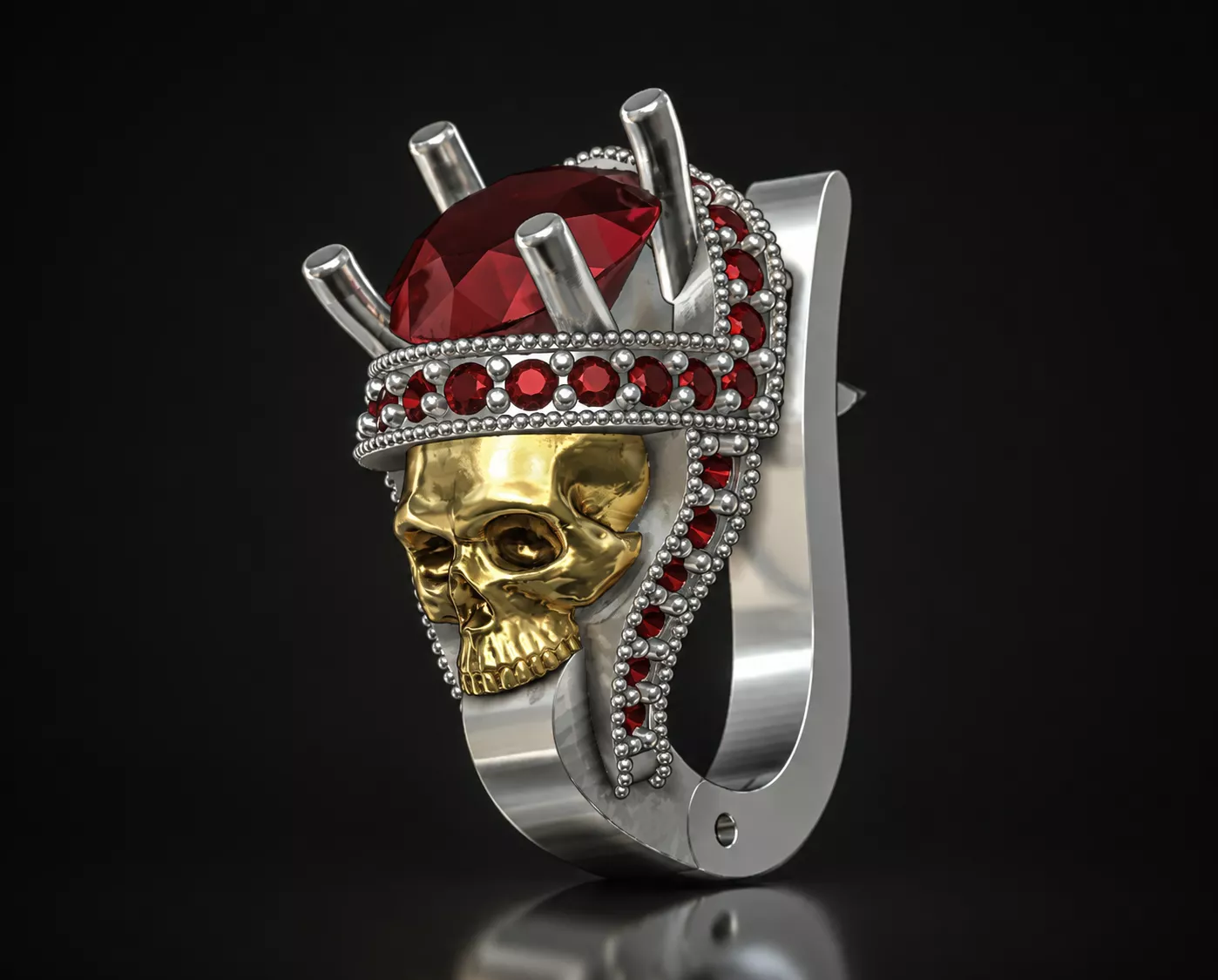 earrings with skull and stones 3D print model