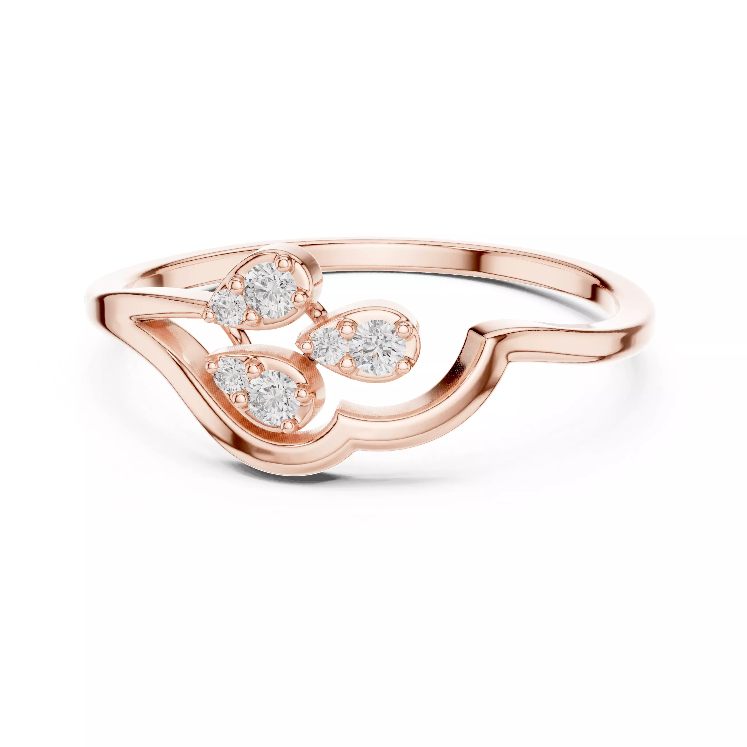 Three Leaf Diamond Openwork Botanical Ring Free 3D print model