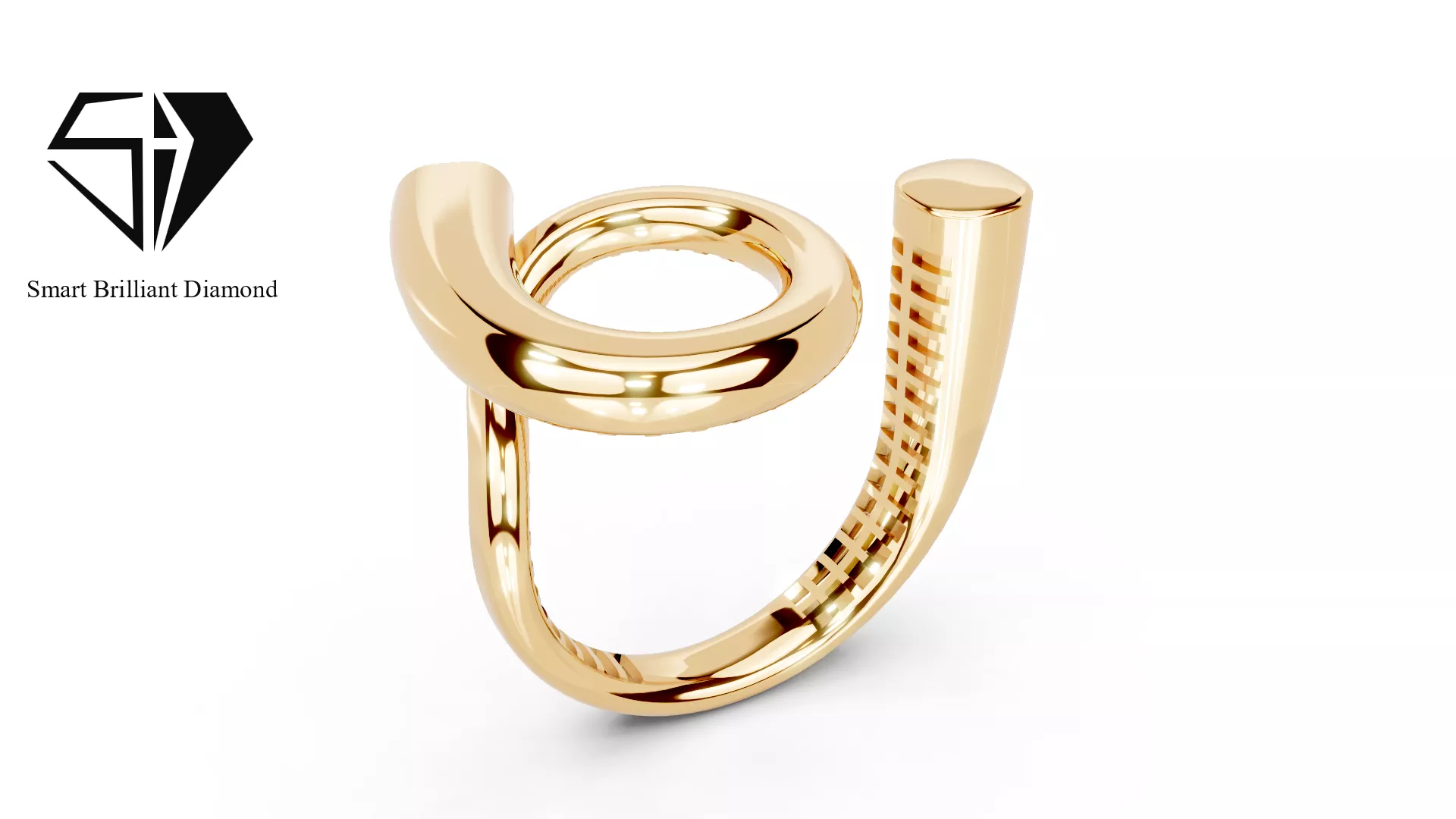 Parametric Gold Signet Ring Open Top Sculpted Band gr0205 3D print model