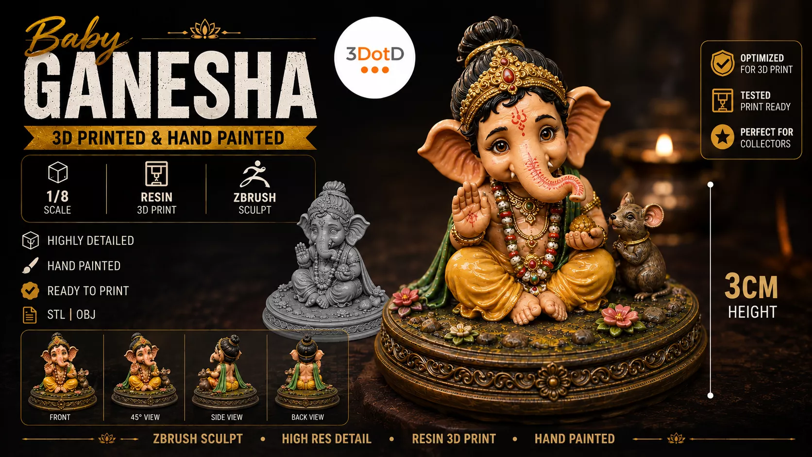 Ganpati 3D Printable Model 3D Print Ready 3D print model