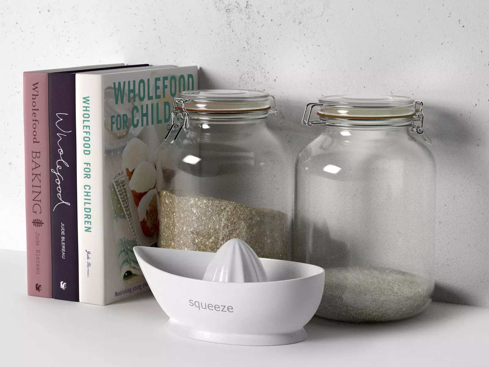 Books Jars and Plain Juicer 3D model_0