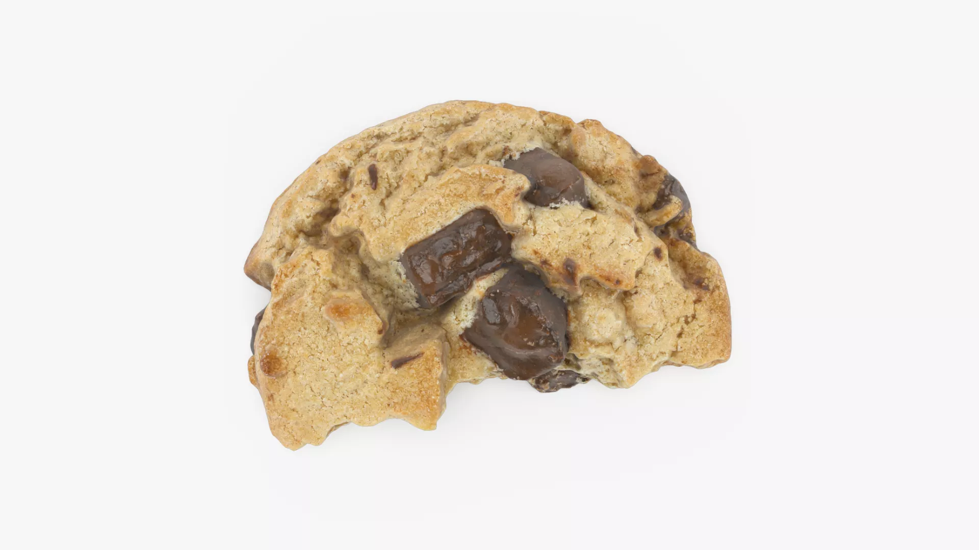 Chocolate Chip Cookie Half Low-poly 3D model