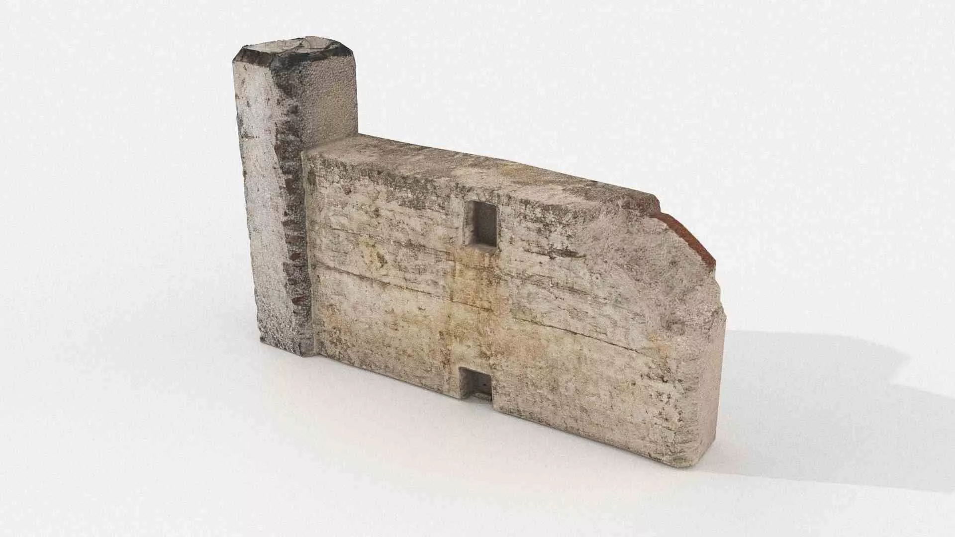 Weathered Concrete Wall Fragment Low-poly 3D model