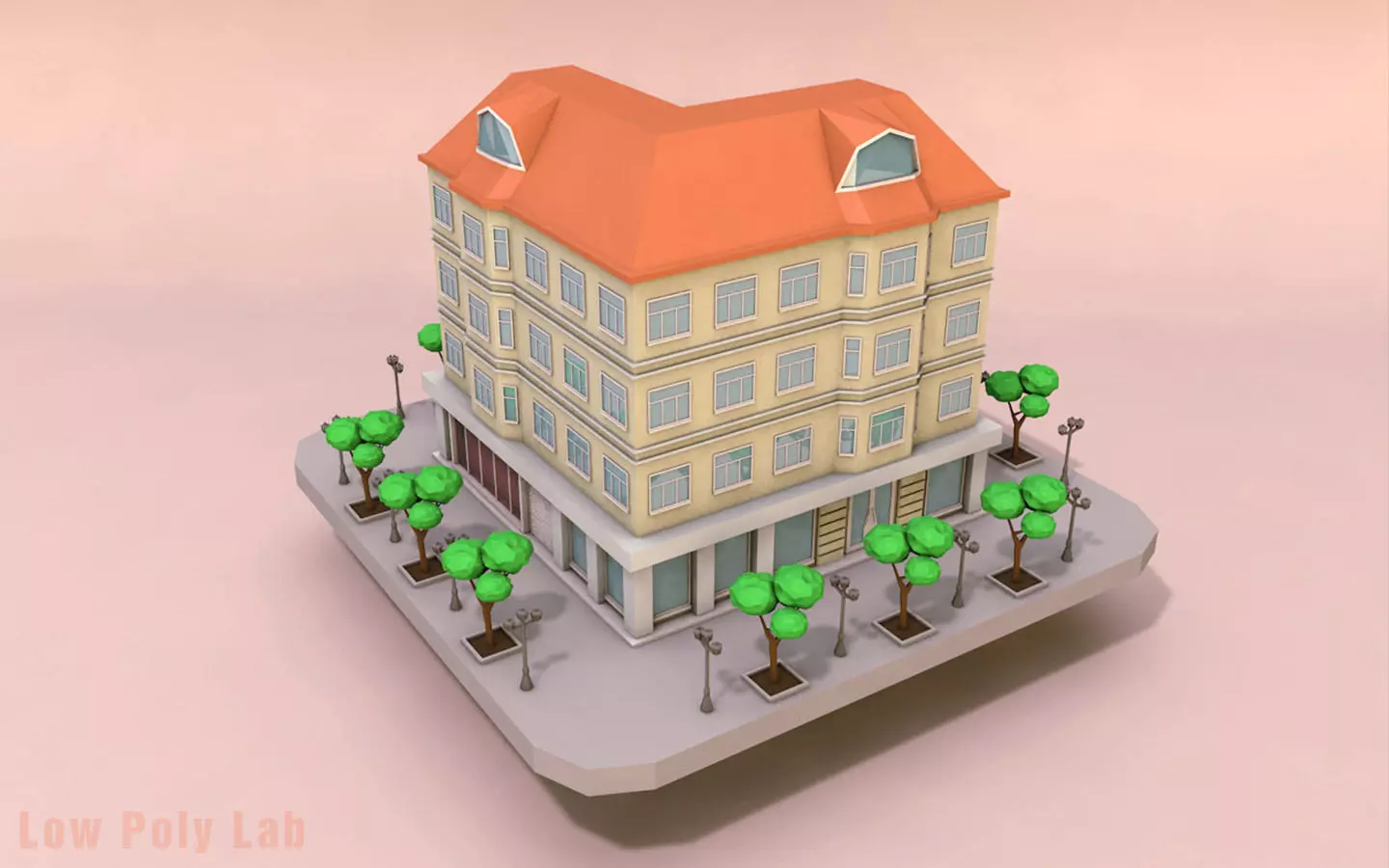 Cartoon City Rise Building Low Poly Free low-poly 3D model