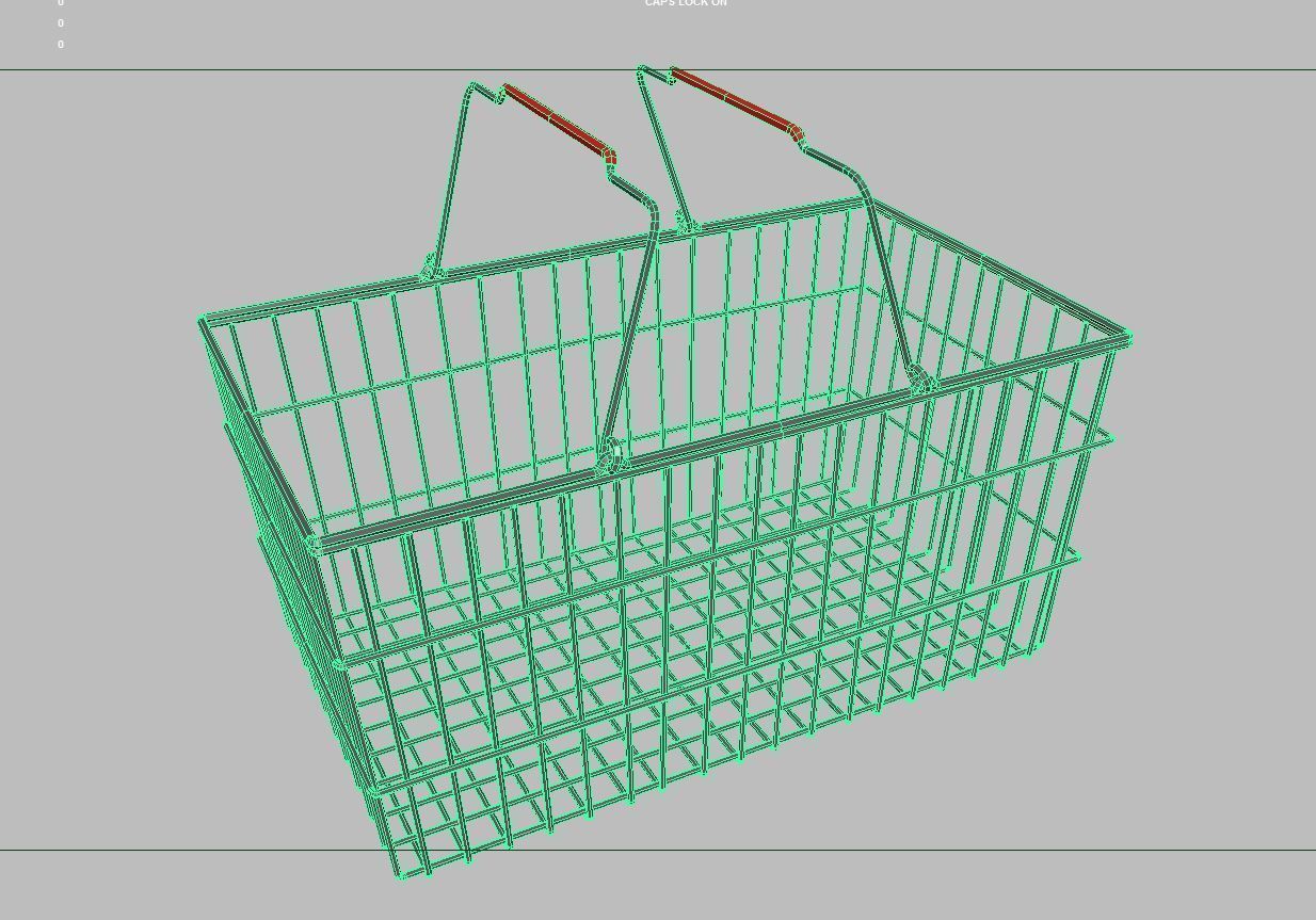 Shopping Metall Basket 3D model_5