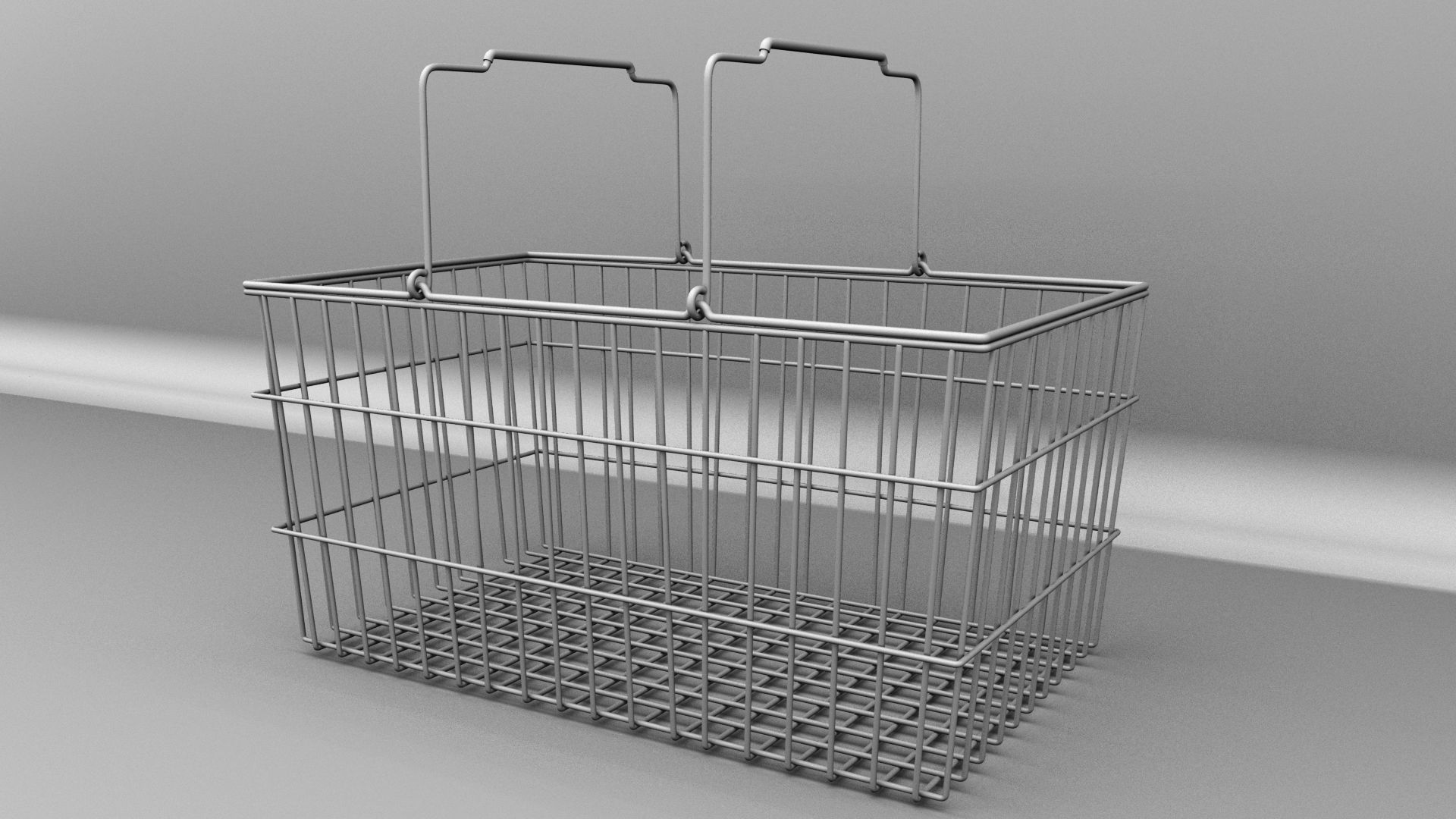 Shopping Metall Basket 3D model_2