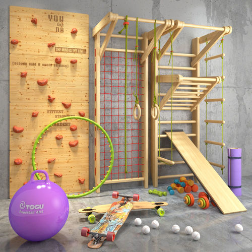 Collection of sports equipment 3D model