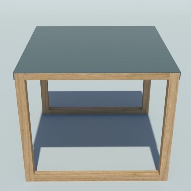 side table with grey blue top h35 w42 w42 Low-poly 3D model_7