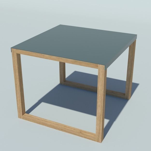 side table with grey blue top h35 w42 w42 Low-poly 3D model_9