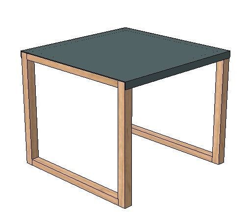 side table with grey blue top h35 w42 w42 Low-poly 3D model_1