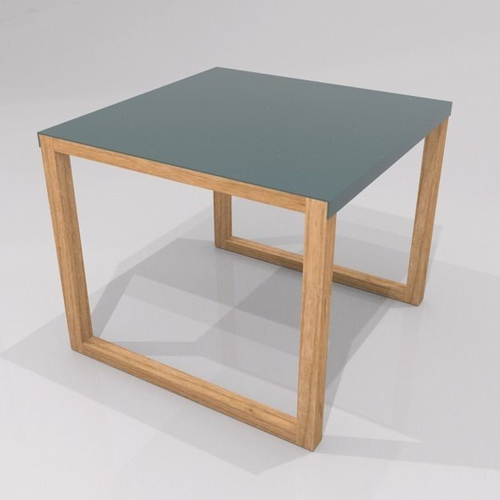 side table with grey blue top h35 w42 w42