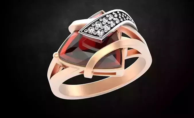 Ring with stones trillion for girls 90