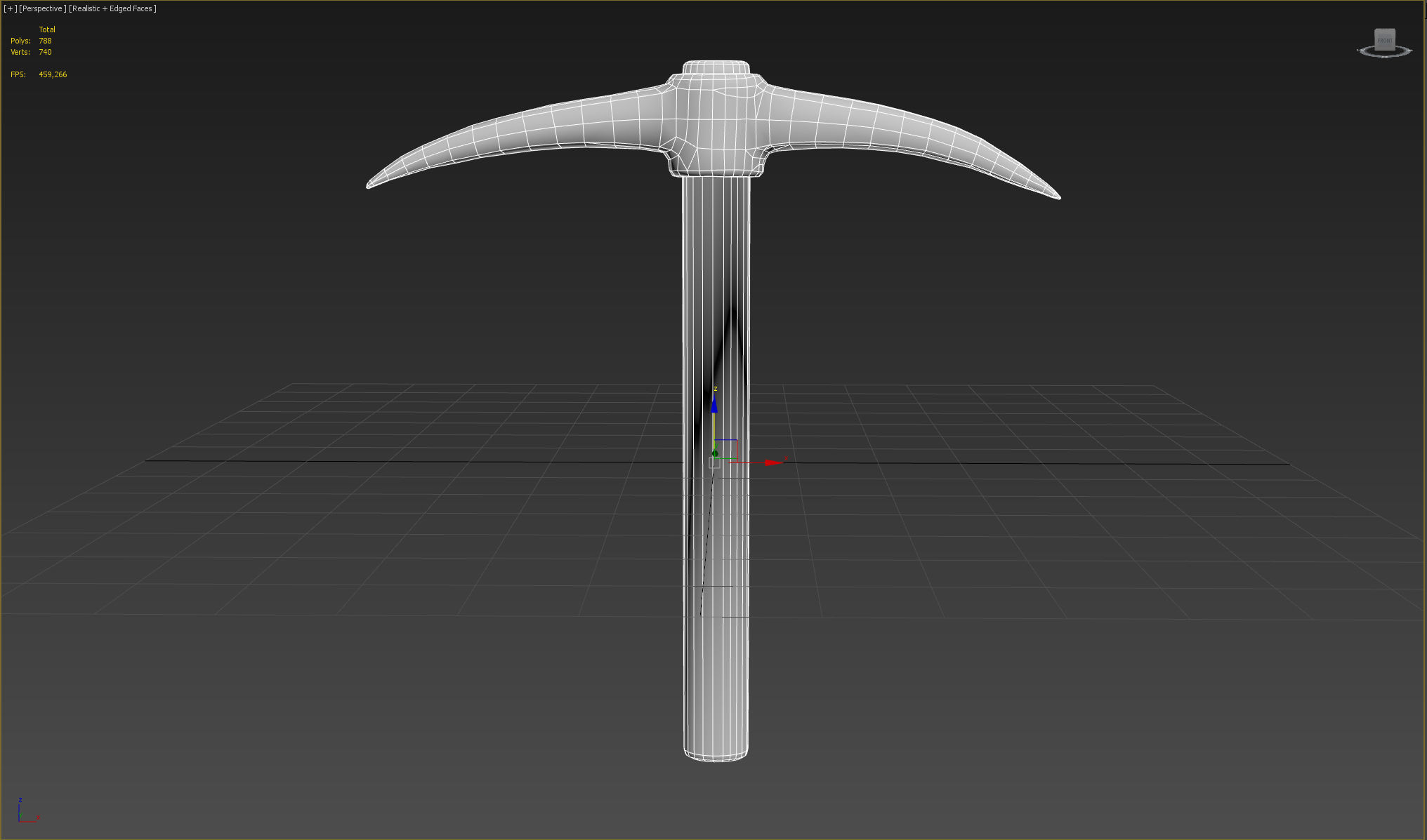 Pickaxe PBR Game-Ready hammer with wooden handle Low-poly 3D model_11