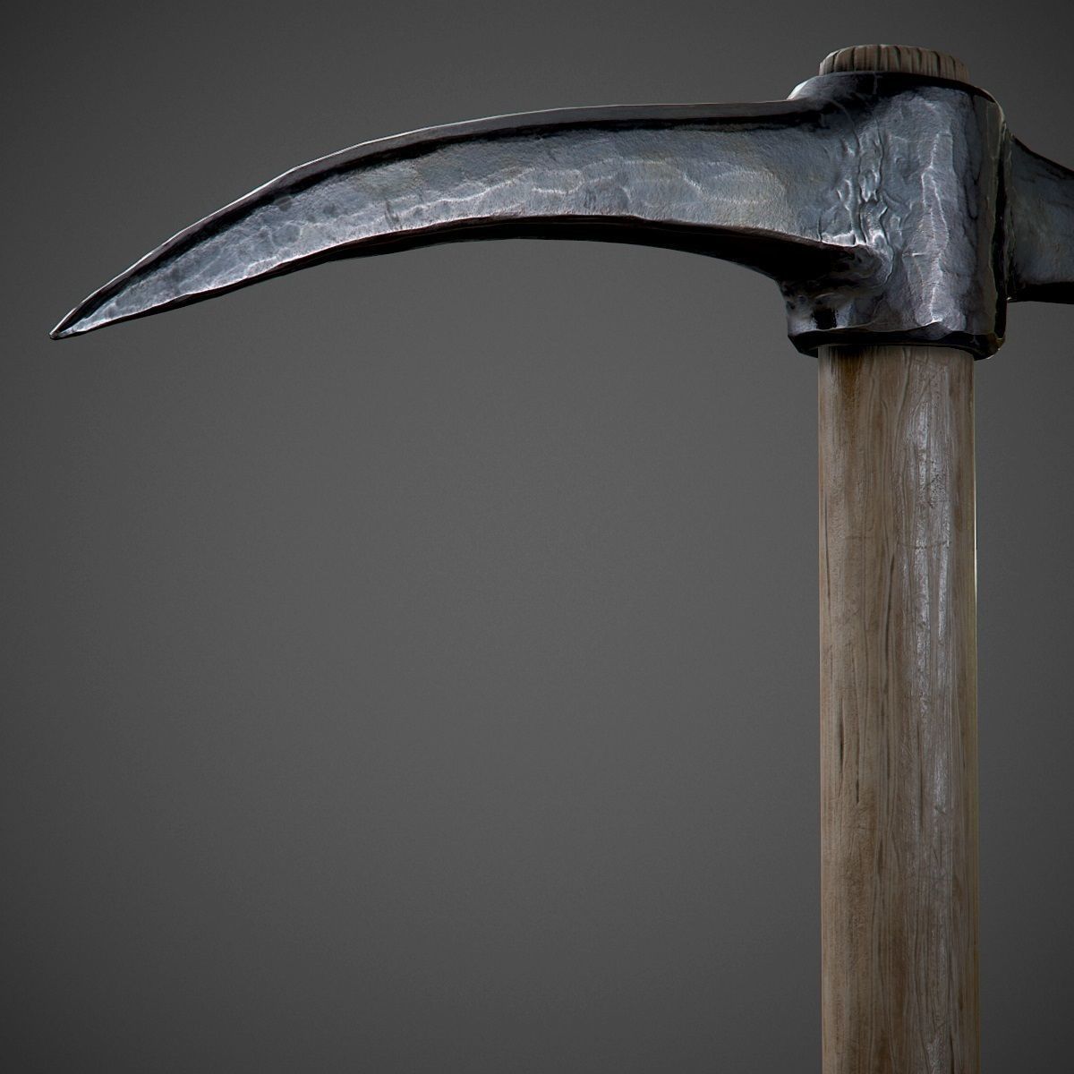 Pickaxe PBR Game-Ready hammer with wooden handle Low-poly 3D model_2