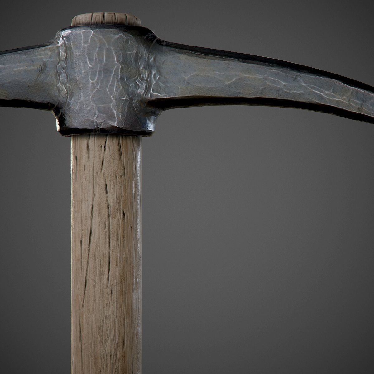 Pickaxe PBR Game-Ready hammer with wooden handle Low-poly 3D model_7