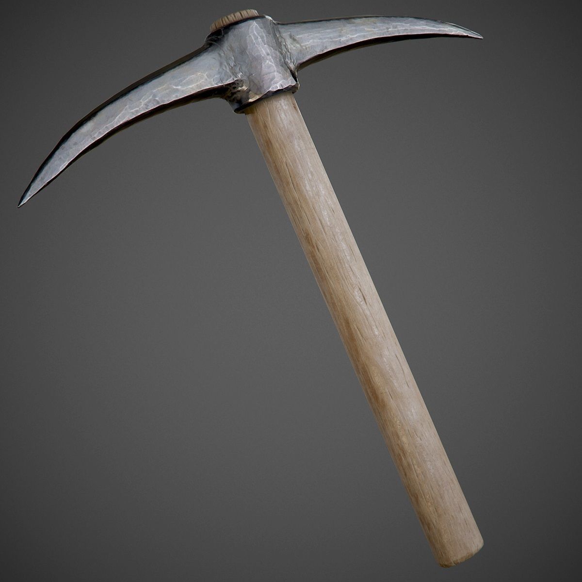 Pickaxe PBR Game-Ready hammer with wooden handle Low-poly 3D model_5