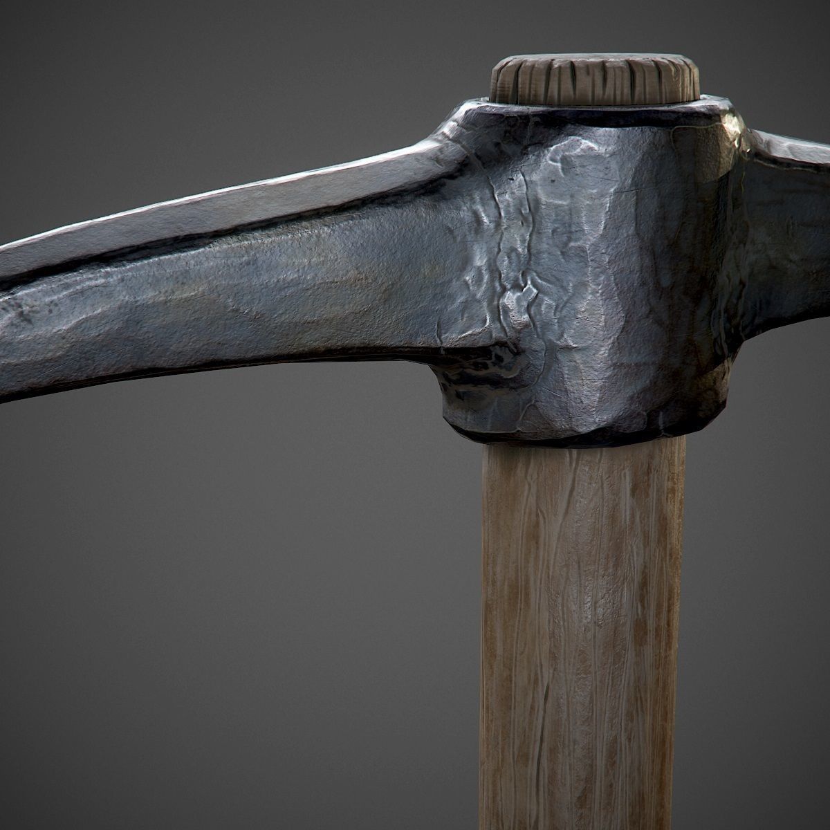 Pickaxe PBR Game-Ready hammer with wooden handle Low-poly 3D model_3