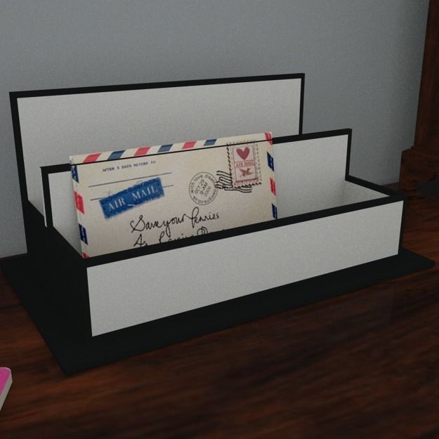 Letter rack and letter Low-poly 3D model