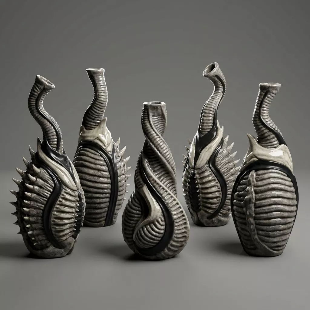 giger style decorative vase printable 3D print model