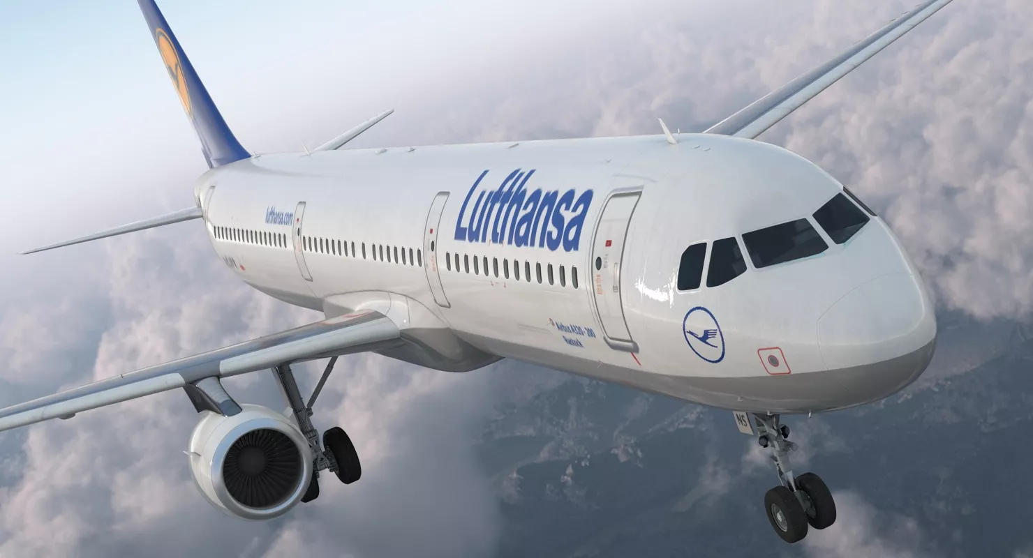 Airbus A321 Lufthansa with Interior 3D model