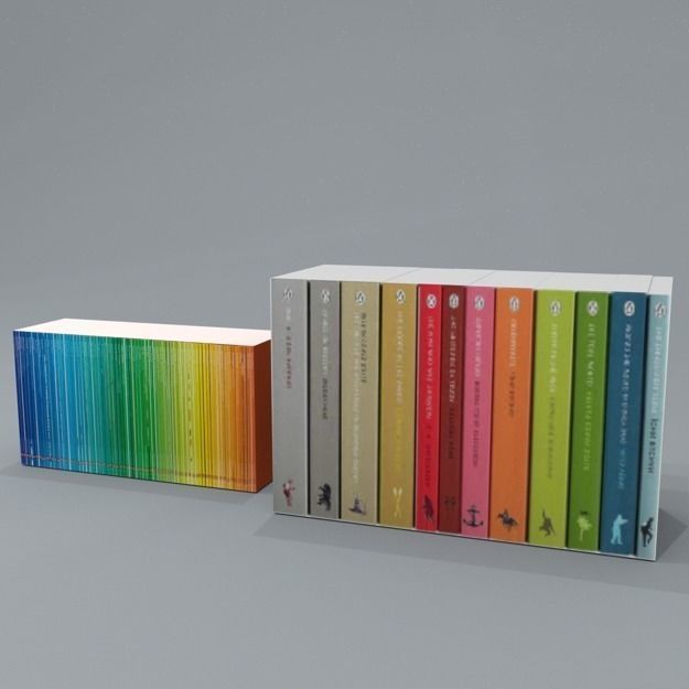 two sets of paperback books Low-poly 3D model_1