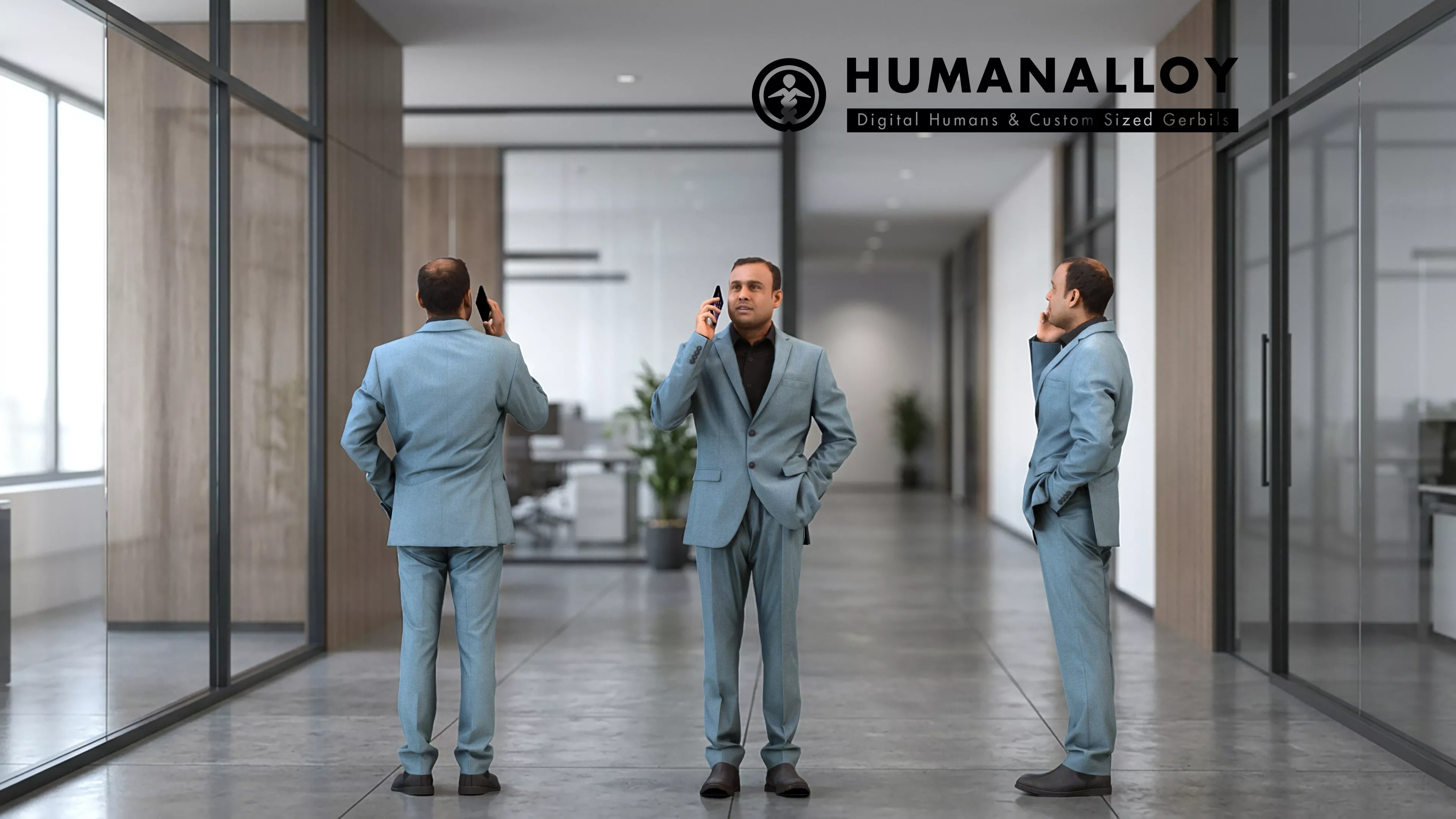 Adult Indian male making phone call in professional office 3D model
