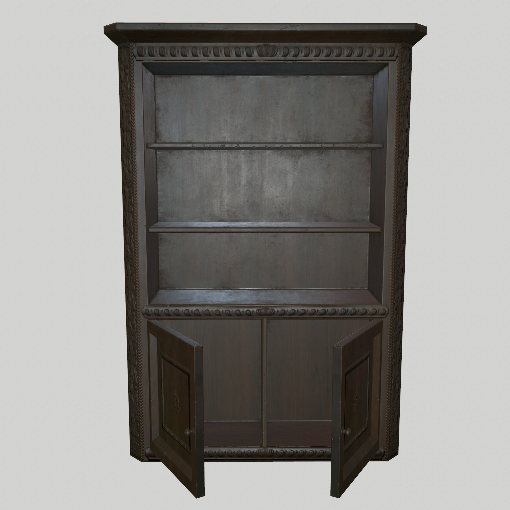 Bookcase Low-poly 3D model_3