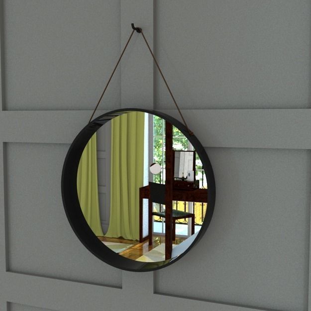 Round hanging mirror dia 45cm Low-poly 3D model_0