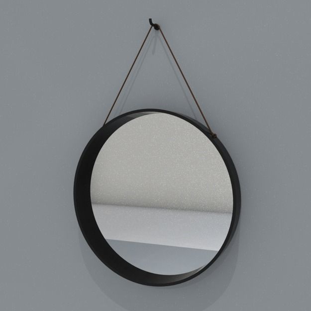 Round hanging mirror dia 45cm Low-poly 3D model_1