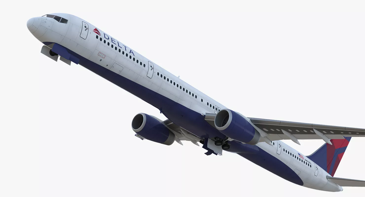 Boeing 757 300 Delta with Cabin Rigged 3D model