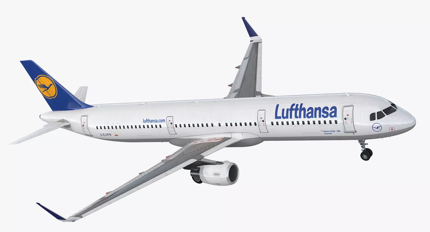 Airbus A321 Lufthansa with Interior Rigged 3D model