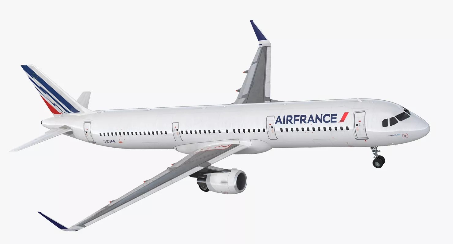 Airbus A321 Air France with Interior Rigged 3D model
