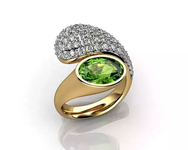 Peridot and Diamond Ring